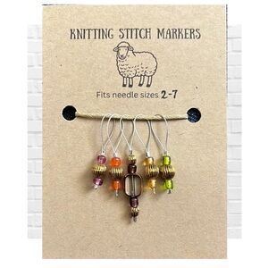 Knitting Stitch Markers Handmade Colorful Beaded Set of 5 Multicolor Knit Tools